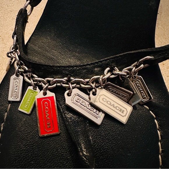 Coach Sandals size 7 1/2 B. 2 1/2” heels. Black leather. Made in Italy - Picture 5 of 11